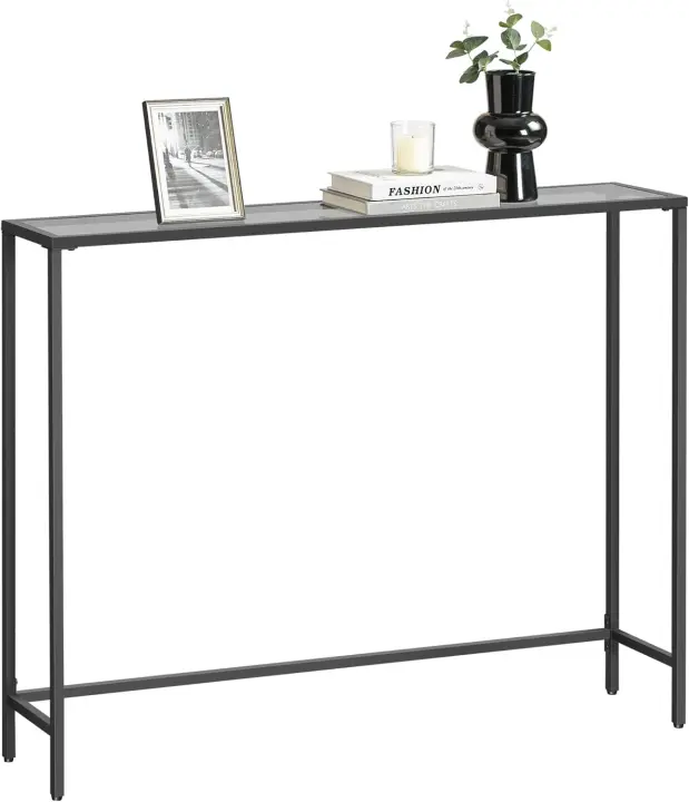 Mesa de Consola de Vidrio Templado Dorado Pálido Sofá Extremo, Entrada, Pasillo - 1
