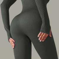 Ropa de una pieza con rosca, mono de Yoga sin costuras, Control de barriga, ropa de ejercicio de manga larga, elástico - details 9