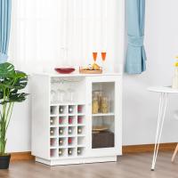 para 20 Botellas Armario Auxiliar con 1 Puerta de Cristal Estantes y Soporte de Copas de Vino - details 1
