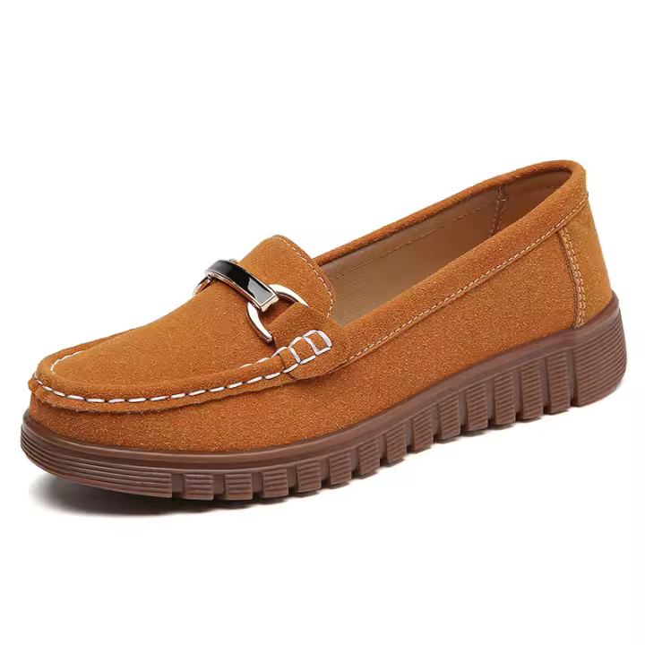 Nuevos zapatos de cuero de otoño para mujer, zapatos sencillos de piel de vacuno de gamuza a juego, mocasines de piel auténtica, zapatos planos mate, zapatos antiguos de mujer de Beijing - 1