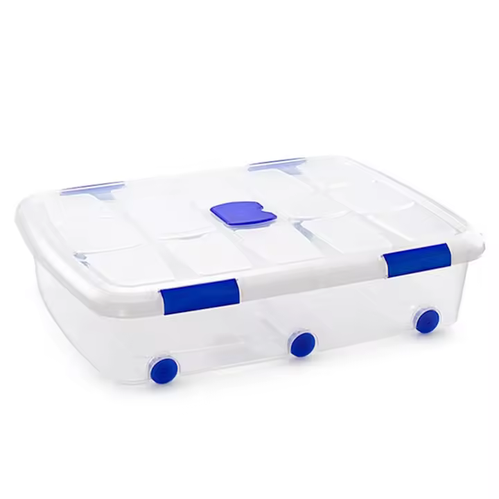 Tradineur Caja de Almacenamiento de Plástico Transparente de 18 x 80 x 60 cm Capacidad de 56 Litros - 1
