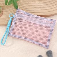 Bolsa de maquillaje de nailon con asa, bolsa de cosméticos de malla ligera transparente, monedero, bolsa de maquillaje portátil reutilizable, lápiz labial - details 4