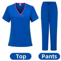 Ropa de trabajo para salón de belleza y enfermera médica, bata clínica, Top + pantalón, Túnica de enfermería para médico de Spa, traje, uniformes quirúrgicos, conjunto exfoliante para mujer - details 9