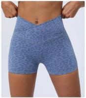 Shorts Deportivos de Cintura Alta Pegajosos para Yoga y Correr Tres Cuartos de Extensión - details 3