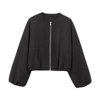 BUNO-Chaquetas Bomber rojas con cremallera para mujer, chaquetas recortadas suaves, chaqueta deportiva de manga larga para mujer, novedad en prendas de vestir exteriores 2025 - details 8