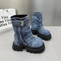 Botas de mezclilla martin para mujer, botas cortas informales, zapatos de invierno - details 2