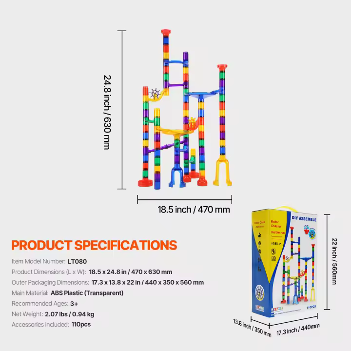 SucceBuy Juego de Carreras de Mármol, con Elevador Motorizado, Juego mental de Laberinto de Mármol, Bloques de Construcción Educativos STEM para niños - 1