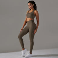 Hamidou-Conjunto de Yoga sin costuras para mujer, ropa deportiva para gimnasio, sujetador de entrenamiento, mallas de cintura alta para correr, traje para Fitness - details 23