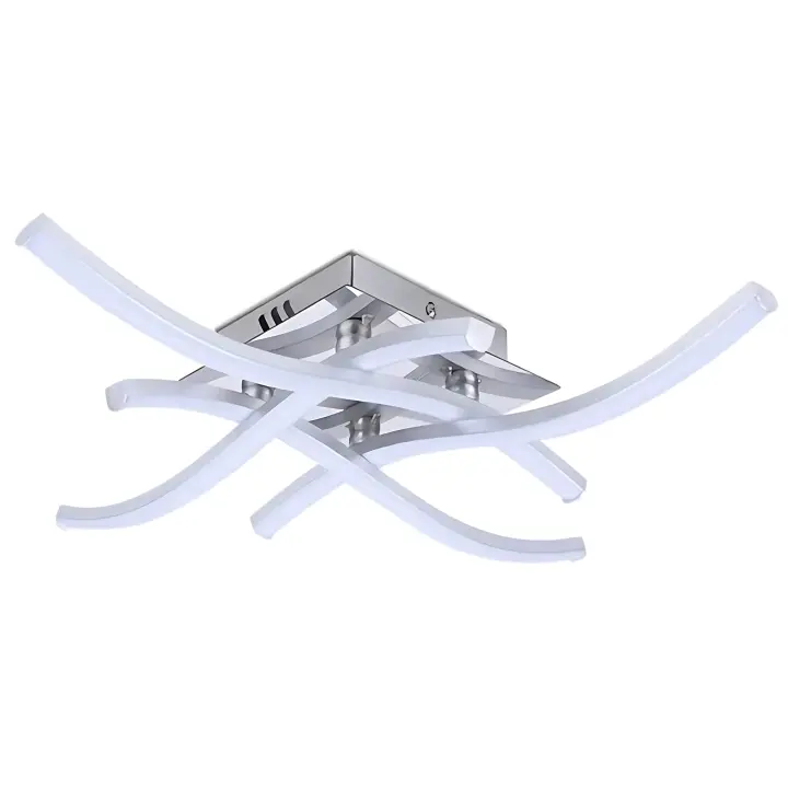 Plafón LED Onda de cuatro puntas Goeco plata cuatro puntas 24W 36cm  220V - 1