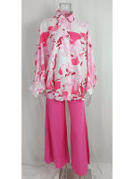 Junxi Wan Conjunto Casual de 2 Piezas Floral Camisa de Manga Larga y Pantalones de Pierna Ancha - details 9