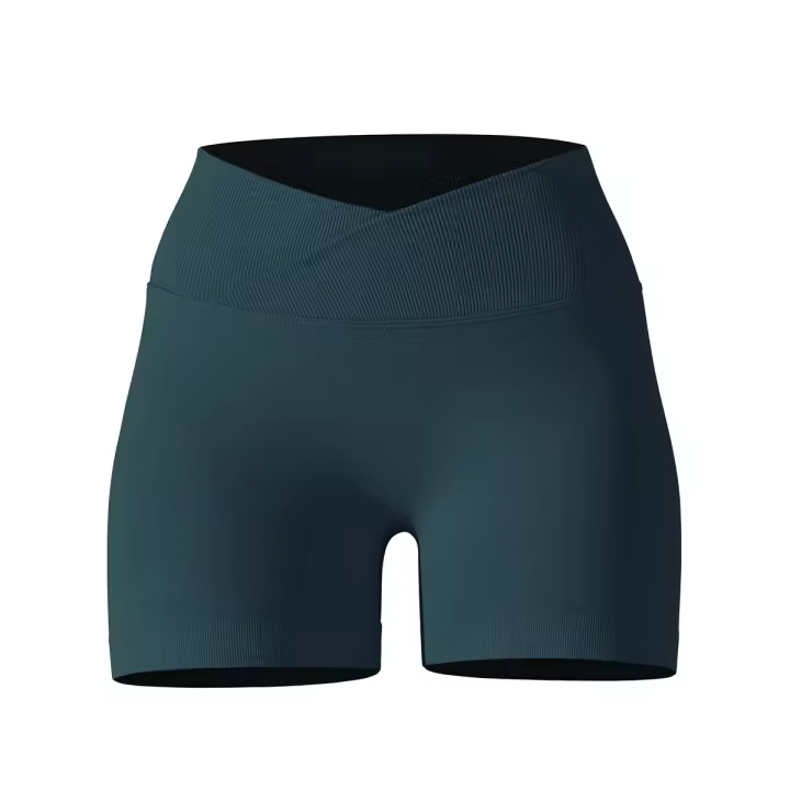 De High Belt para fitness, Gimnasio, Scrunch Butt, Correr, entrenamiento Pantalones cortos deportivos sin costura para mujer, Mallas cruzadas - 1