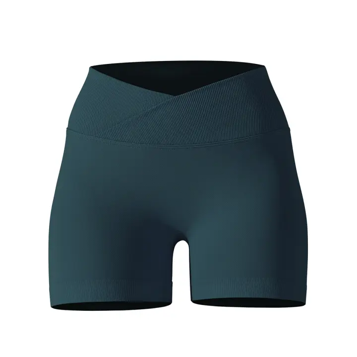 De High Belt para fitness, Gimnasio, Scrunch Butt, Correr, entrenamiento Pantalones cortos deportivos sin costura para mujer, Mallas cruzadas - 1