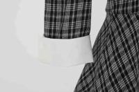 2025 nuevo Vintage marrón a cuadros Rockabilly Midi vestidos cuello vuelto arco 3/4 manga larga Otoño Invierno mujer vestido elegante - details 20