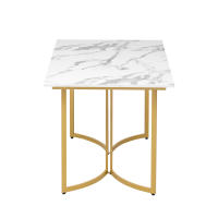 Mesa de comedor moderna blanca con aspecto de mármol y patas de mesa curvas, patas ajustables para comedor y cocina - details 1
