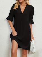 Vestido de Verano 2023 con Cuello en V Suelto y Plejado Manga de 5/4 Moda Femenina de Comercio Transfronterizo Europeo-Americano - details 3