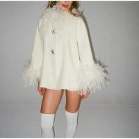 Abrigos elegantes con cuello de plumas para mujer, chaquetas informales lisas con una botonadura, prendas de vestir holgadas y elegantes para otoño - details 9