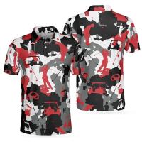 Ropa Haruku de manga corta con estampado 3D de camuflaje para hombre, camisetas de golf de moda, polo con botones, tops de gran tamaño - details 8