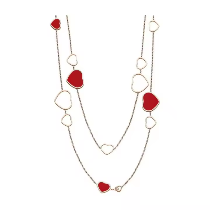 Сhорагd. ™ Collar Sautoir Happy Hearts, oro rosa ético, diamantes, nácar - 1