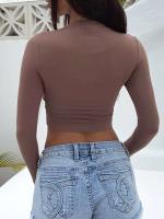Camisas informales elásticas de manga larga y2k, Jersey usado, camisetas cortas para mujer, ropa de calle, primavera y otoño - details 15