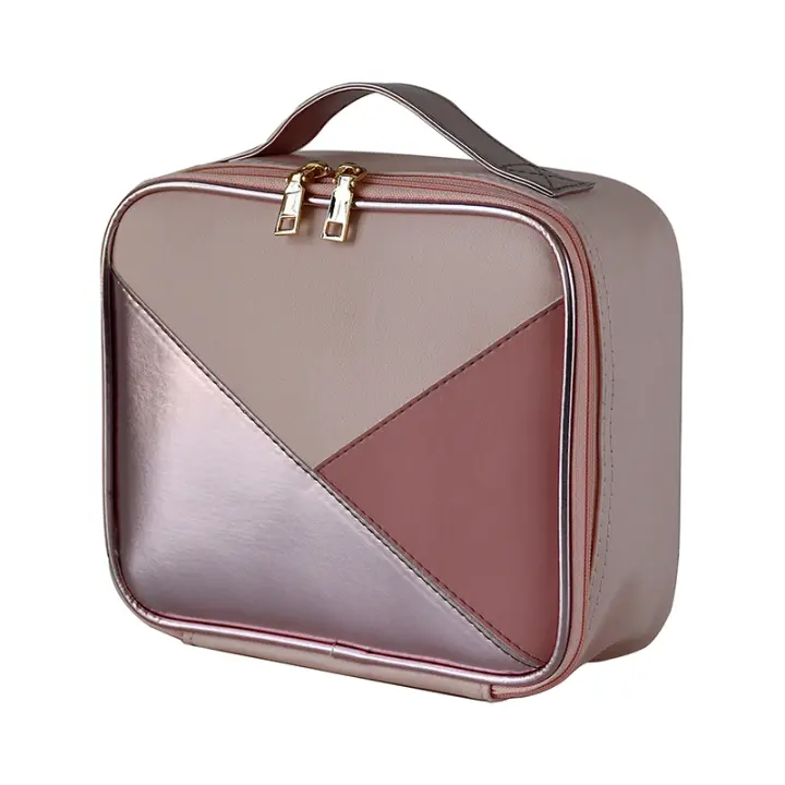 Bolsa de maquillaje de cuero PU para mujer, estuche de cosméticos con divisores, almacenamiento de viaje de gran capacidad, nuevo Empalme - 1