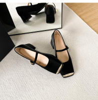 Zapatos Mary Jane franceses de punta cuadrada, individuales, boca ligera, tacón grueso, para mujer, combinación de colores. - details 30