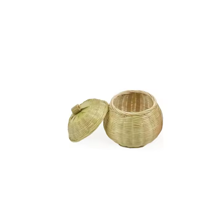 Mesa de pan decorativa multiusos Retro para Picnic en casa, resistente al desgaste, con tapa, bandeja de mimbre, cesta de almacenamiento, caja de ratán - 1