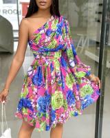 Vestido de mujer estampado con cintura y hombros descubiertos, cuello inclinado, nueva moda 2025 - details 2