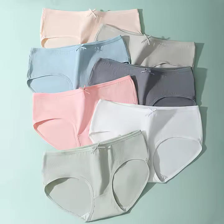 Bragas de algodón de 7 piezas para mujer, ropa interior transpirable con lazo bonito, bragas sólidas, calzoncillos suaves y sexys, lencería femenina cómoda - 1