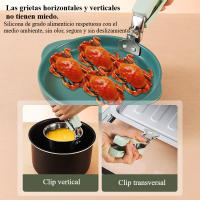 Juegos de Bandejas Antideslizantes de Cocina Estantes de Silicona Multicolor con Ventanas Antipander para Verduras al Vapor - details 2
