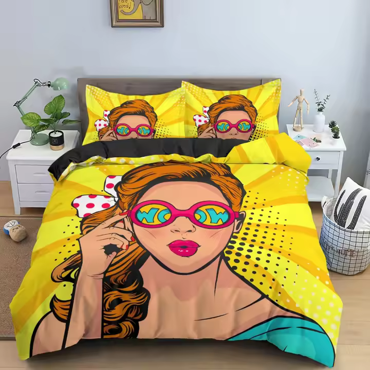 Juego de Ropa de Cama Moderna de Dibujos Animados Tamaño Rey de Twin para Niños y Mujeres - 1