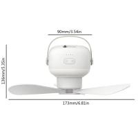 Ventiladores de techo portátiles con gancho para colgar, ventilador eléctrico LED silencioso inalámbrico, recargable por USB con luz nocturna, ventilador para tienda de campaña - details 0