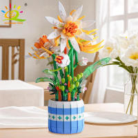 Ramo de Epiphyllum en maceta, bloques de construcción, juego de flores eternas, juguete para decoración del hogar, ladrillos de plantas, juguetes para niños - details 0