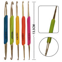 Agujas de Crochet Doradas y de Aluminio Doble 5Pcs 13.5cm(8") para Tejer Tamaño 2.0-10.0mm Hechas de Plástico en China - details 2