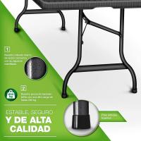 Mesa Plegable Multifuncional 180 x 75 cm Portátil para Terraza, Exterior, Balcón, Picnic - details 9
