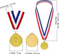 Medallas de fútbol doradas para niños, paquete de 12 medallas de Metal con cinta de nailon tricolor - details 3