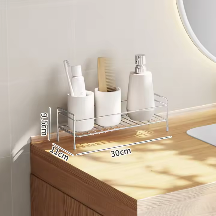 Estante de almacenamiento de acero inoxidable, estante de vidrio para baño de doble capa, sin necesidad de perforación, anillo de sellado, estante de almacenamiento 304 - 1