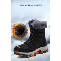 Botas de nieve cálidas de invierno para mujer, botas cortas de algodón de felpa, zapatos con cordones para exteriores para mujer - details 0
