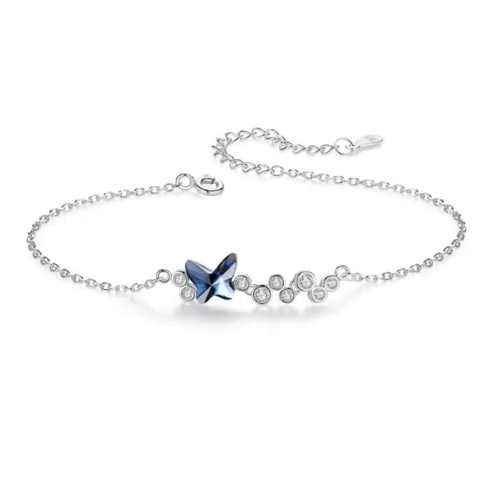 Pulsera de Plata para Mujer con Piedra de Água Marina Ajustable Ideal para Aniversarios y Regalos de Cumpleaños - 1