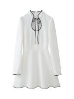 Up-minivestido blanco de encaje con cuello levantado para mujer, Vestidos elegantes de manga larga para fiesta, Vestidos clásicos calados para mujer - details 0