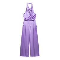 Mono de Verano para Mujer OUWU Elegante sin Mangas con Cuello Halter de Seda y Satén - details 1