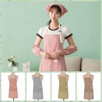 Delantal de cocina a rayas con bolsillos para mujer, uniforme de algodón, suave, ajustable, a prueba de aceite - details 4