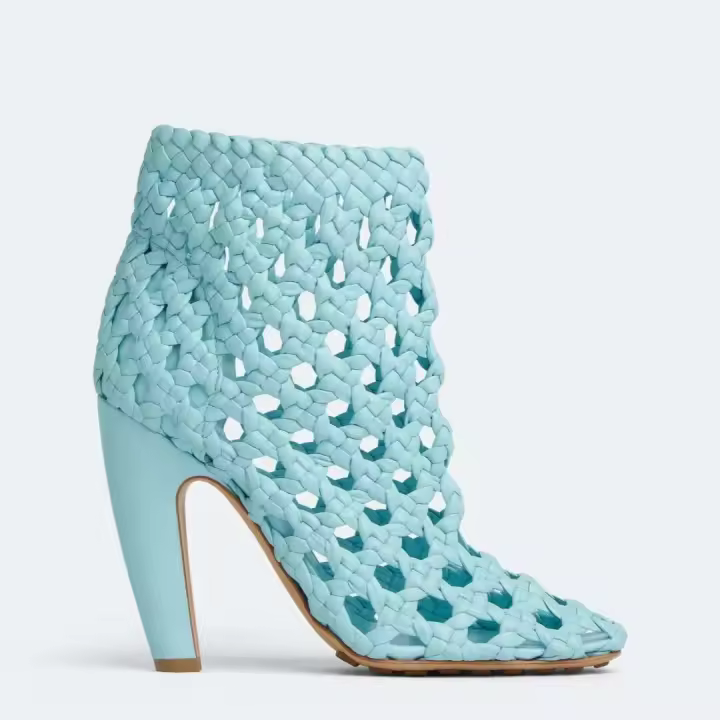 Zapatos tejidos de estilo moderno para mujer, botas con agujeros de marca de lujo con tacón de bloqueo en el tobillo, diseño occidental, nuevas botas con agujeros a la moda - 1