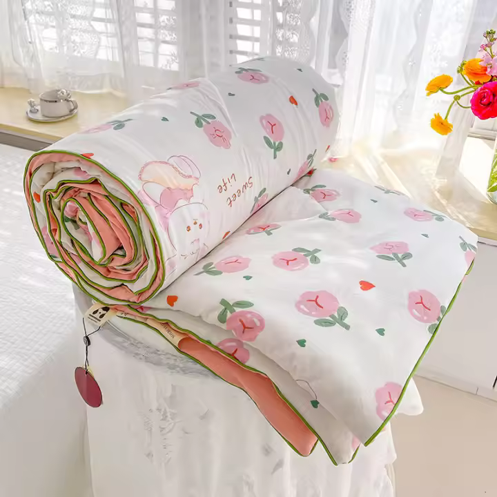 Edredón de verano de doble capa de gasa de algodón lavado Clase A, fibra de soja, aire acondicionado, regalo fino, lavable a máquina - 1