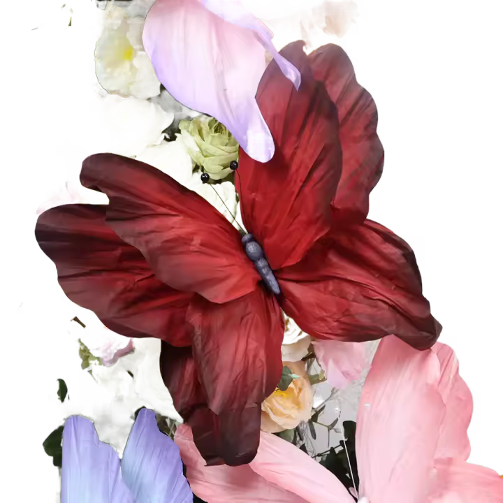 NUEVAS flores simuladas en 3D de 30/50 CM, mariposa simulada a gran escala, ventana colorida, exhibición de mariposa de papel gigante, suministro para fiestas - 1