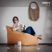 Reposapiés Salon de Lujo - [50x40x30 cm] Sofá Puf de Diseño con Relleno Incluido para Escritorio u Oficina - Taburete Bean Bag Silla Grande en Cuero Sintético Beige - details 20