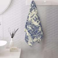 Toile De Jouy Toalla Algodón Francés Azul Marino Baño Ducha Deportes Yoga Toallas - details 6