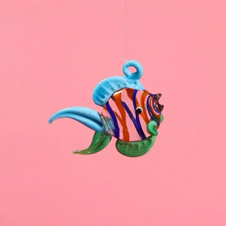 Pez Tropical de cristal flotante colorido, bonito pez payaso de cristal, Mini estatuilla única, adorno de peces para acuario, hogar - 1