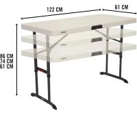 Mesa de Catering Cuadrada Portátil Ultraresistente 122x61cm, Altura Ajustable, Peso 11kg, Capacidad 4 Personas - details 1
