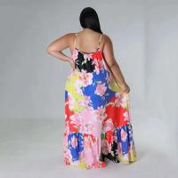 Vestidos de talla grande 5XL 4XL para mujer, batas con volantes en cascada, vestido holgado informal de estilo callejero con estampado de verano y otoño, vestido Maxi de talla grande - details 13