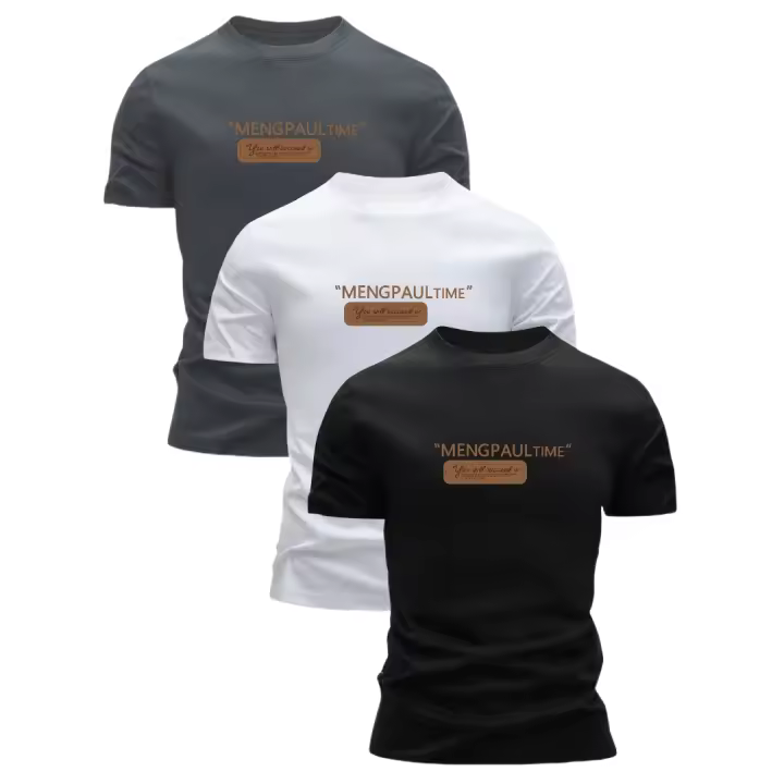 Camisetas de Algodón 100% para Hombres Ajuste Delgado, Manga Corta, Impresión Gráfica de Herringbone Viste Cómodo este Verano Negro, Blanco, Gris - 1